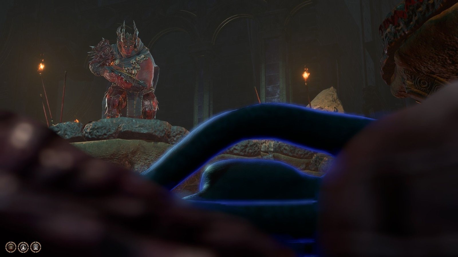 Yurgir Shoots Nessa The Displacer Beast With Crossbow