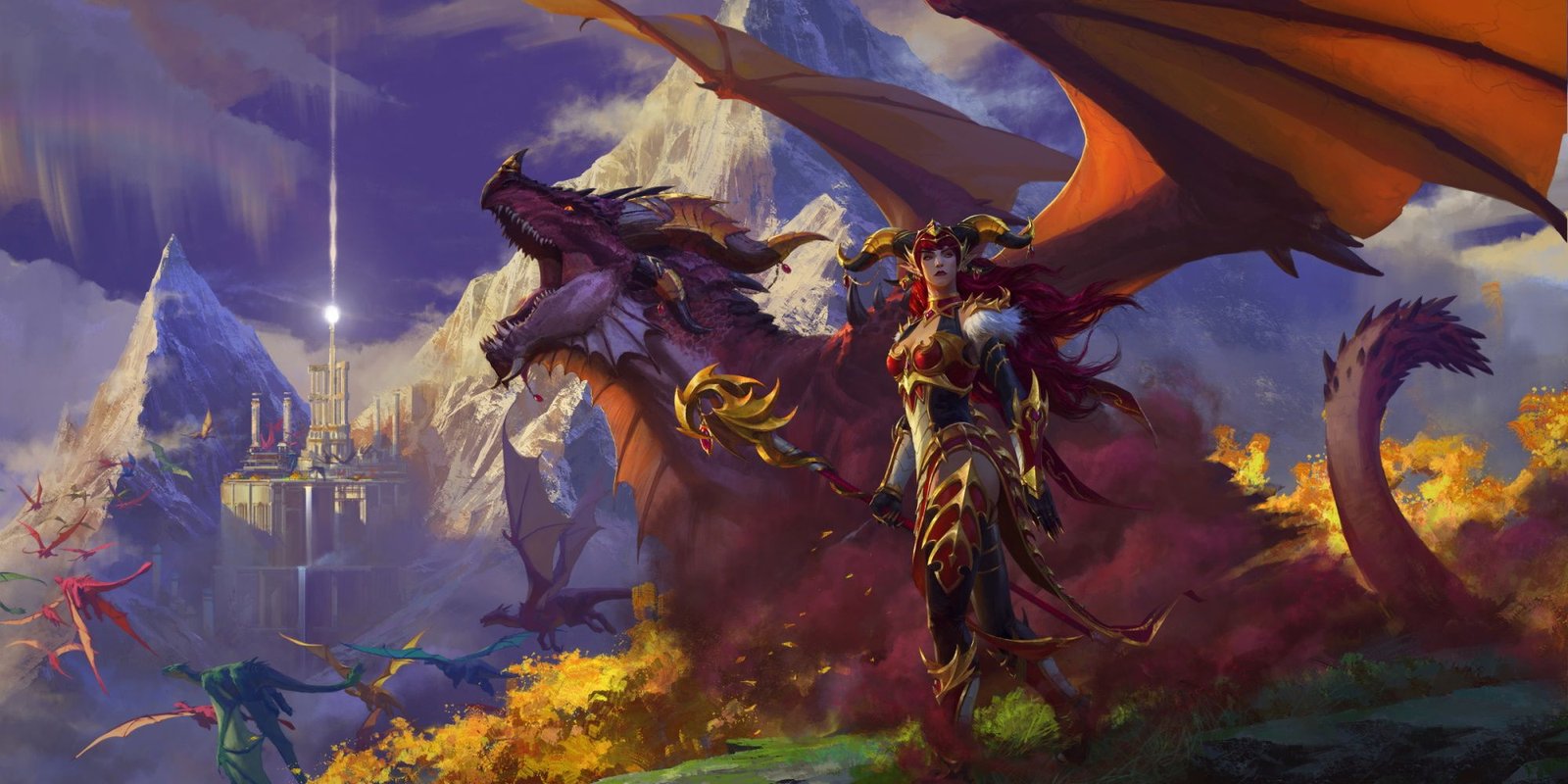 WoW Dragonflight promo image with Alexstraza the dragon 