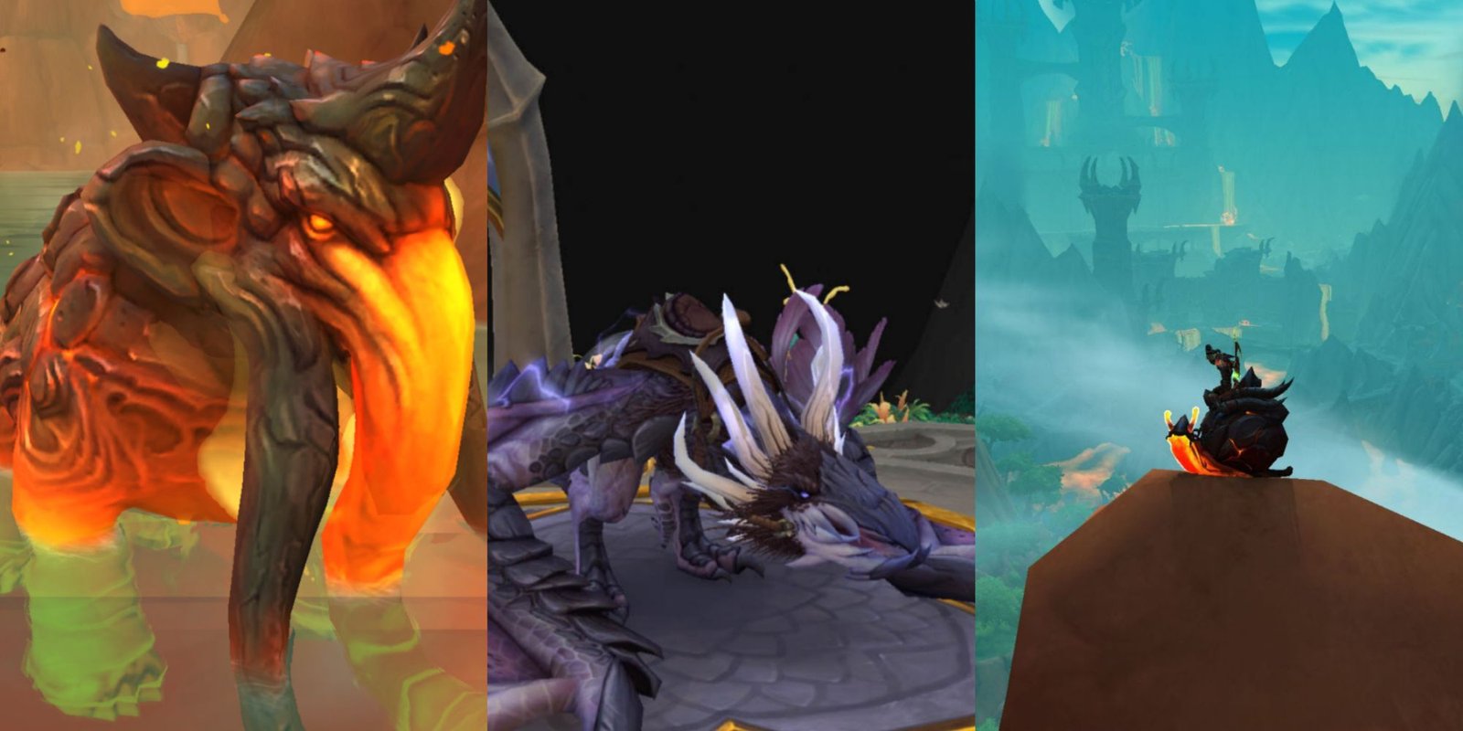 World of Warcraft mounts: Raszageth, Loyal Magmammoth, and magmashell