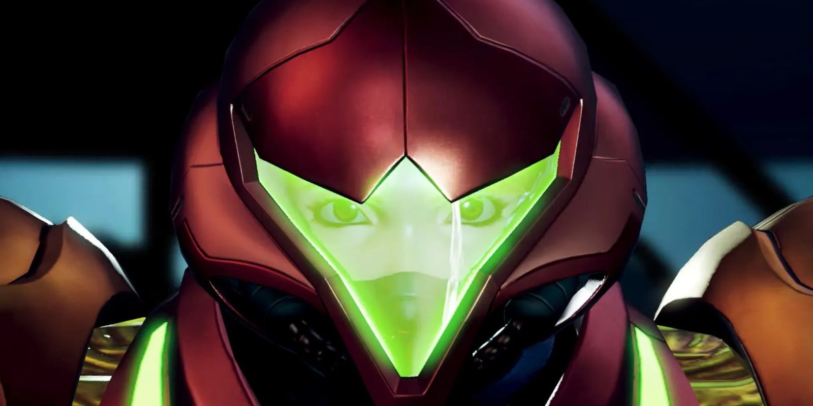 close up of samus in metroid dread