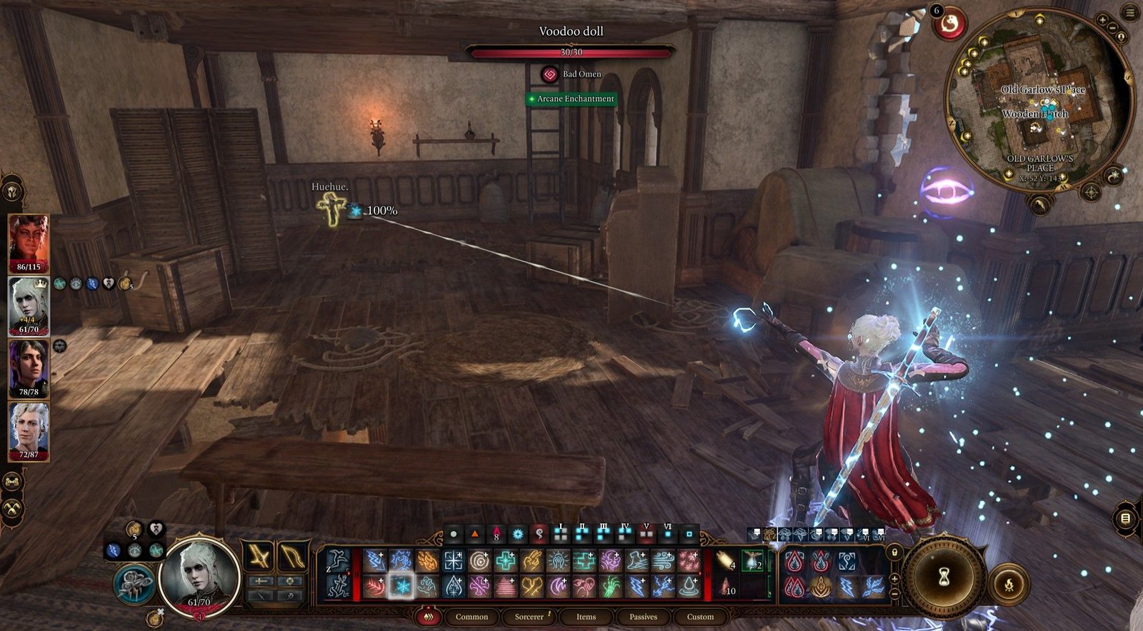 Sorcerer prepares to use Ray of Frost on Voodoo Totem to free Mayrina in Baldur's Gate 3