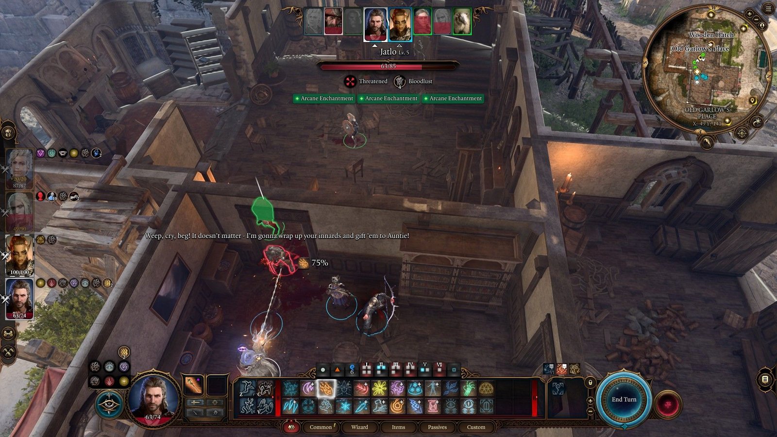 Gale Prepares To Use Firebolt On Jatlo The Redcap At Old Garlow's Hag Survivor Home
