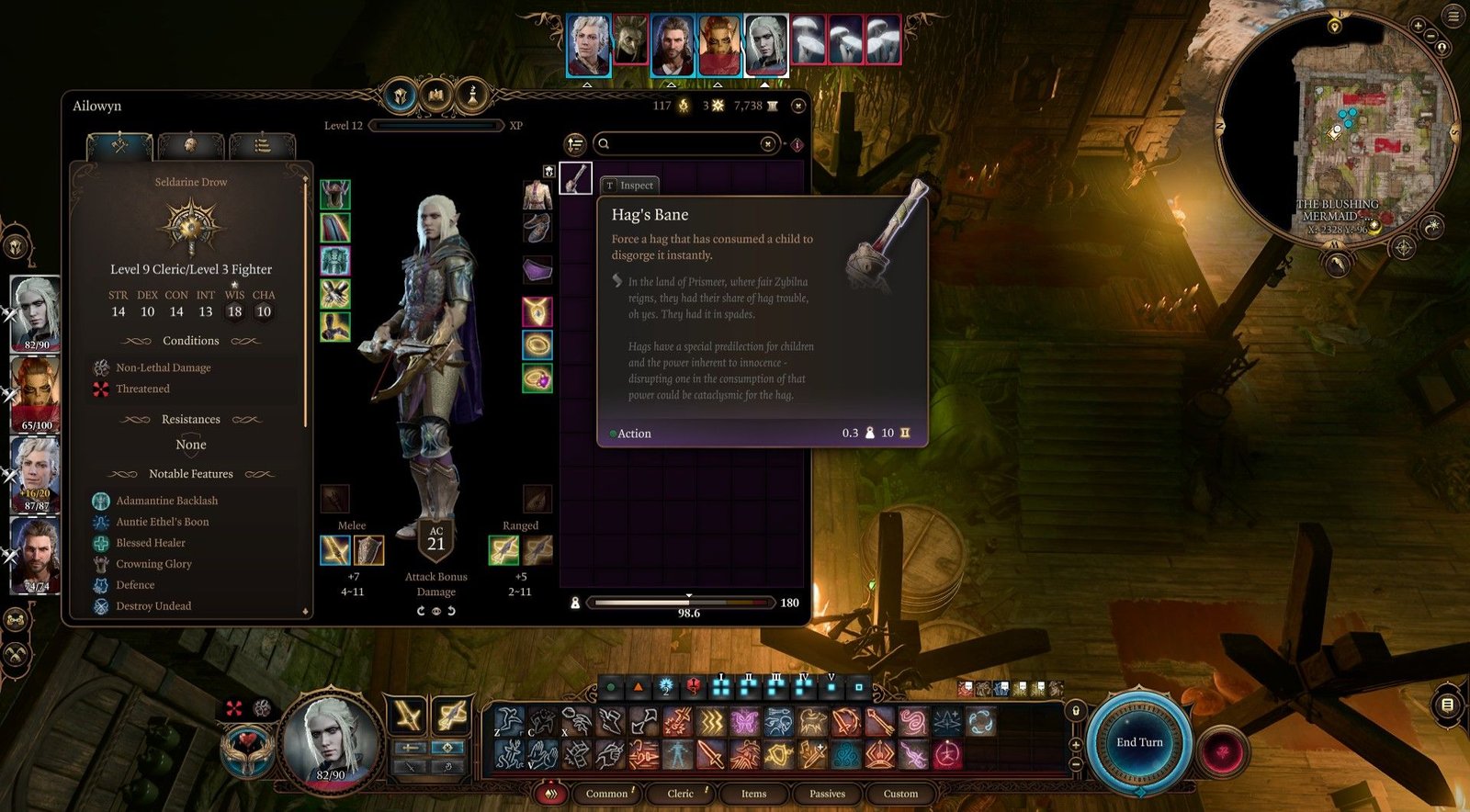 Player Selects And Reads Hag's Bane Description Before Preparing To Throw At Auntie Ethel
