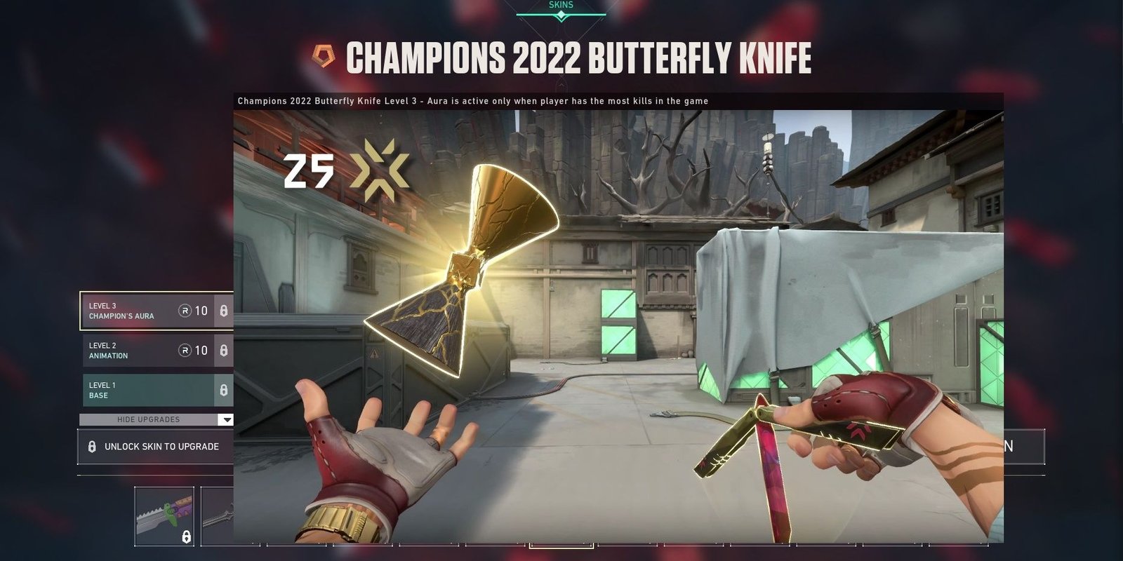 Valorant collection screen preview of Champions 2022 Butterfly Knife