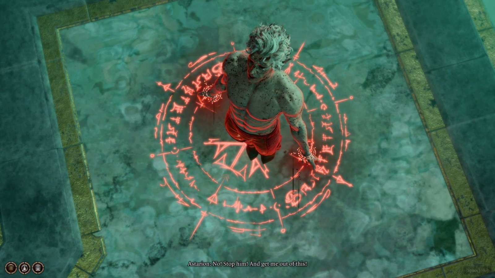 Baldur's Gate :  Astarion is held in place for the Ascension Ritual.