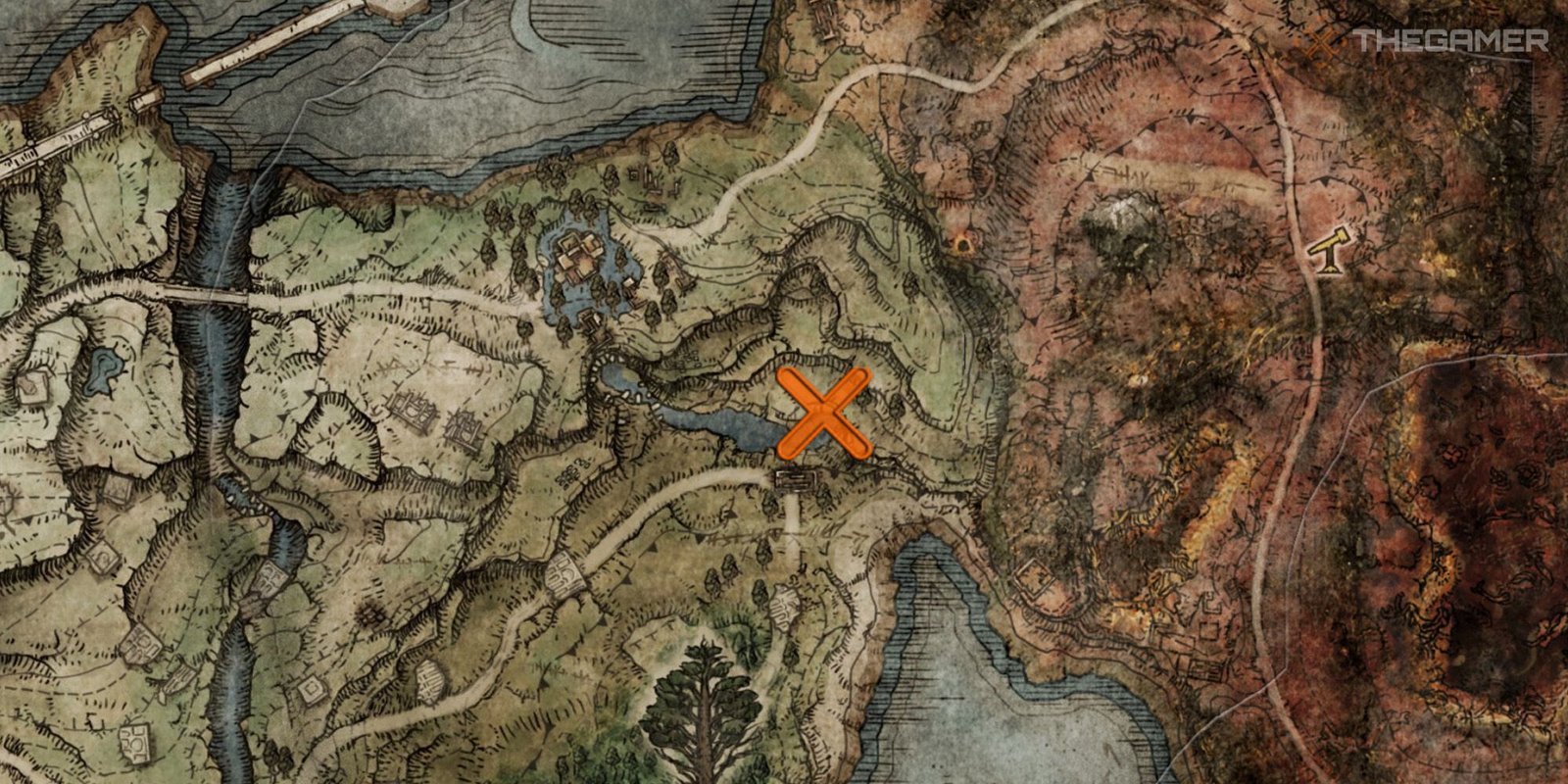 Map showing the location of the portal to the Bestial Sanctum within Limgrave in Elden Ring