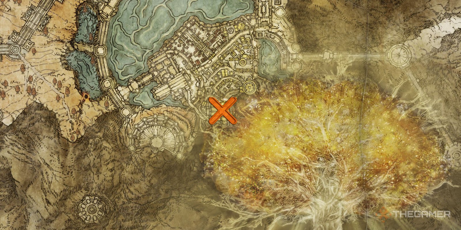 Map showing the location of the Golden Order Principia in Elden Ring