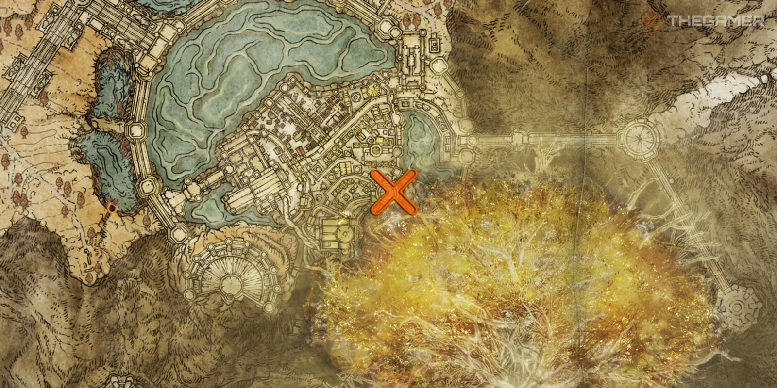Map showing the location of the Blessing of the Erdtree Incantation in Elden Ring
