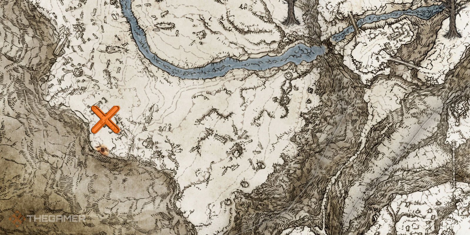Map showing the location of the Unendurable Frenzy Incantation in Elden Ring