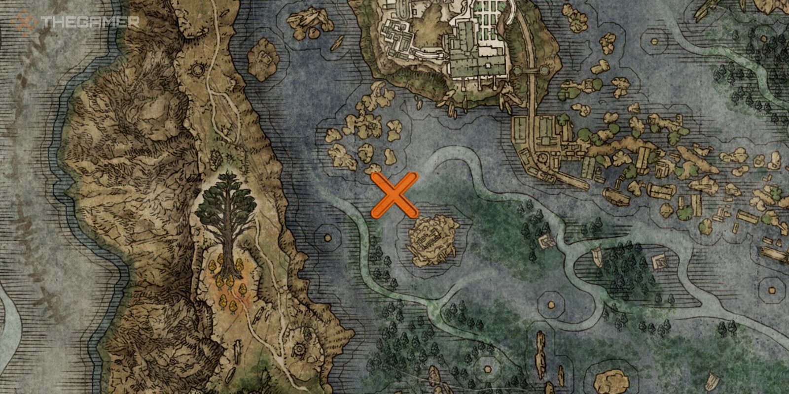 Map showing the location of the Bloodflame Blade Incantation in Elden Ring