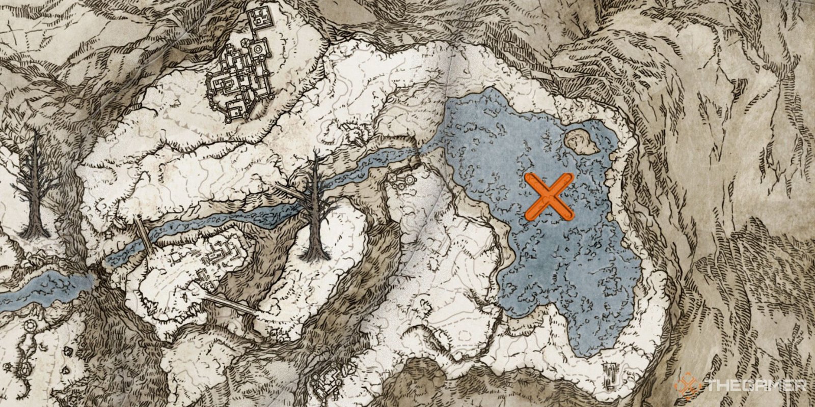 Map showing the location of Borealis the Freezing Fog within Mountaintops of the Giants in Elden Ring.
