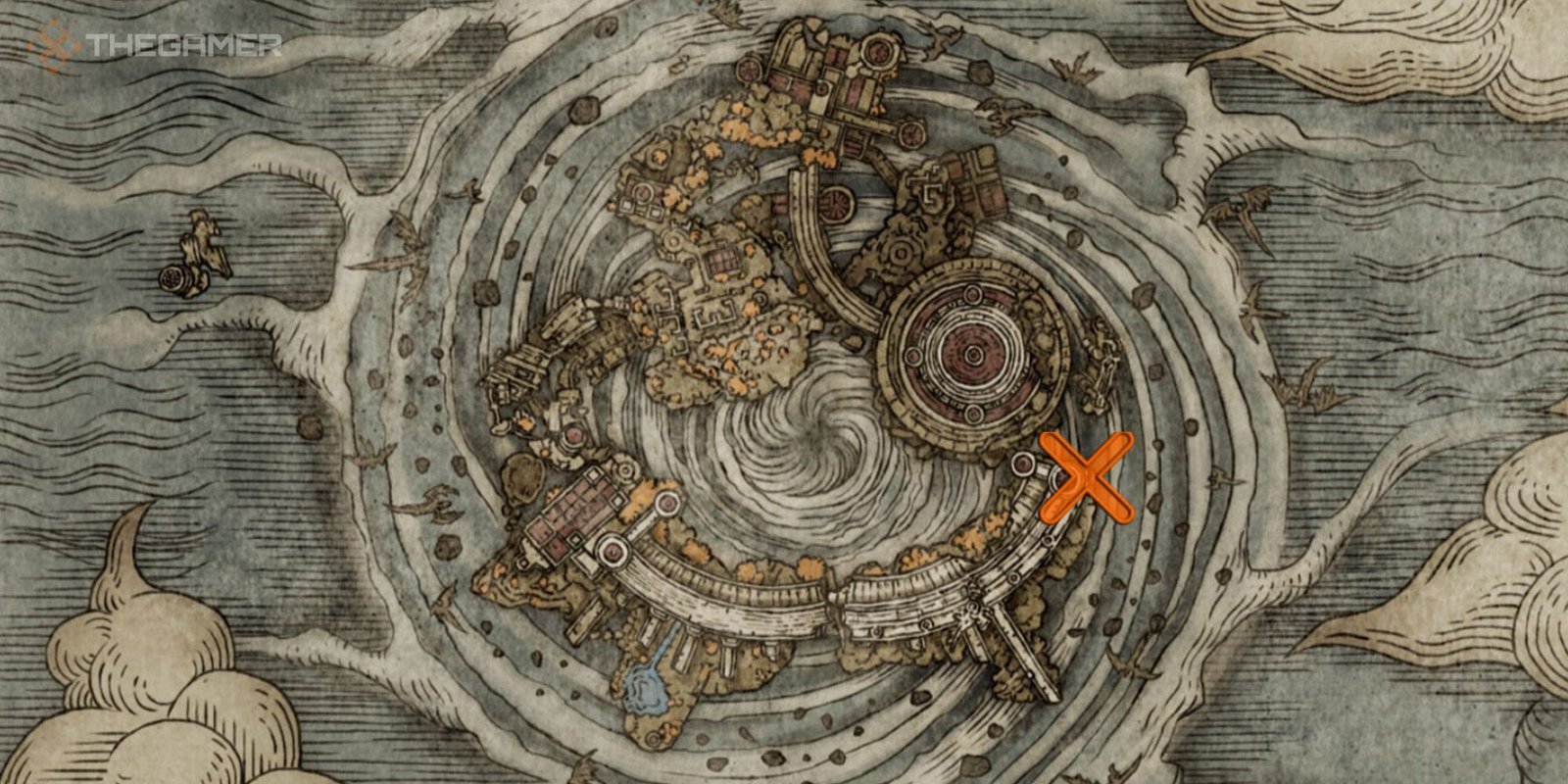 Map showing the location of Maliketh, the Black Blade in Elden Ring