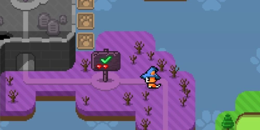 MagiCat, magicat standing next to a signpost with a checkmark