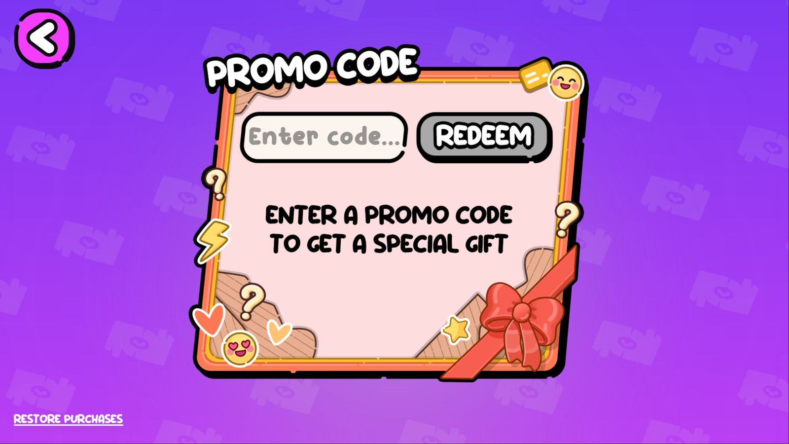 Image of the Avatar World promo code screen.