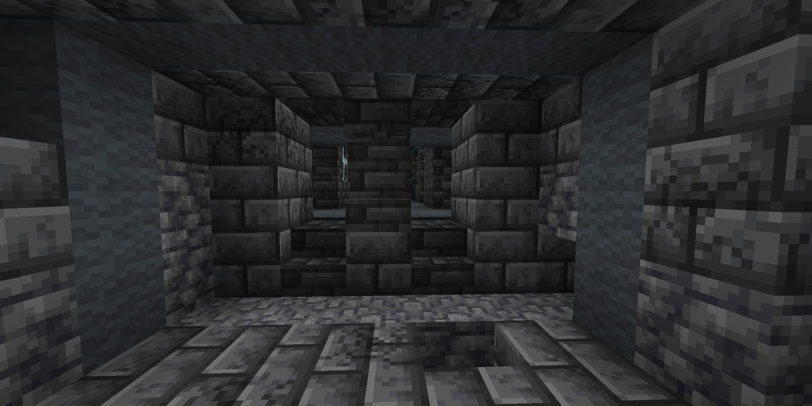 A player looking into the Ancient City redstone doorway. 
