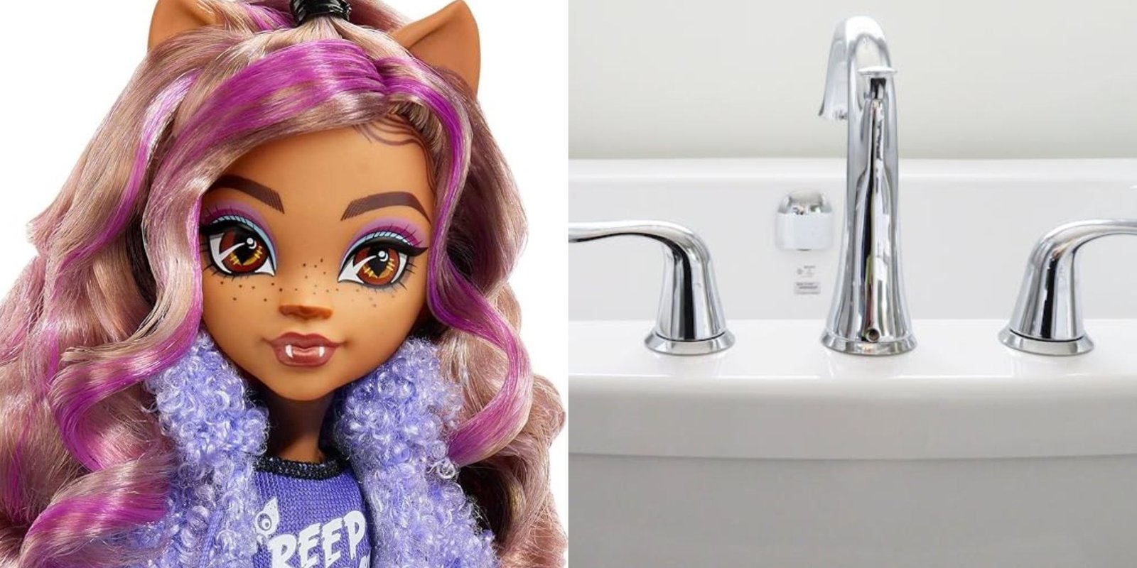 Clawdeen Wolf Monster High Doll Pink Hair, Bathroom Sink Silver Taps
