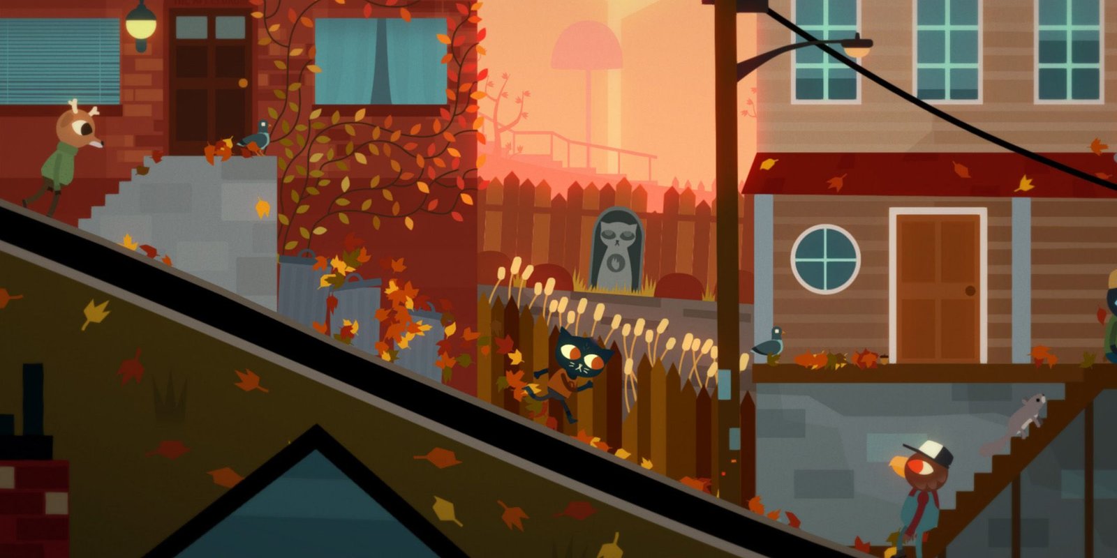 Mae running down the street from Night in the Woods.