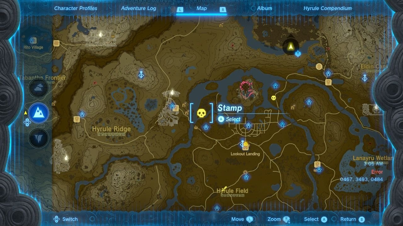 West Hyrule Castle Moat Chasm Map Location
