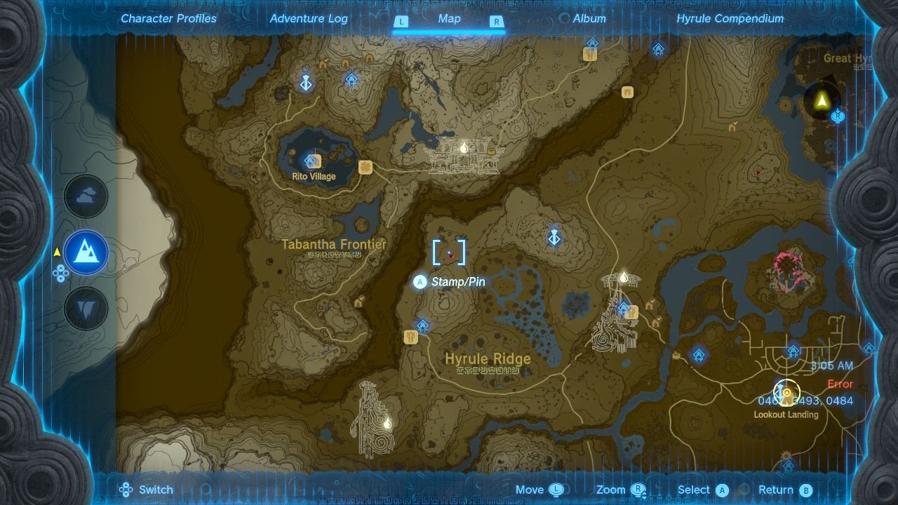 Hyrule Ridge Chasm Map Location