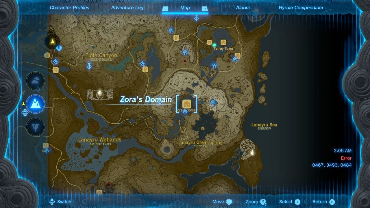 Zora's Domain Chasm Map Location