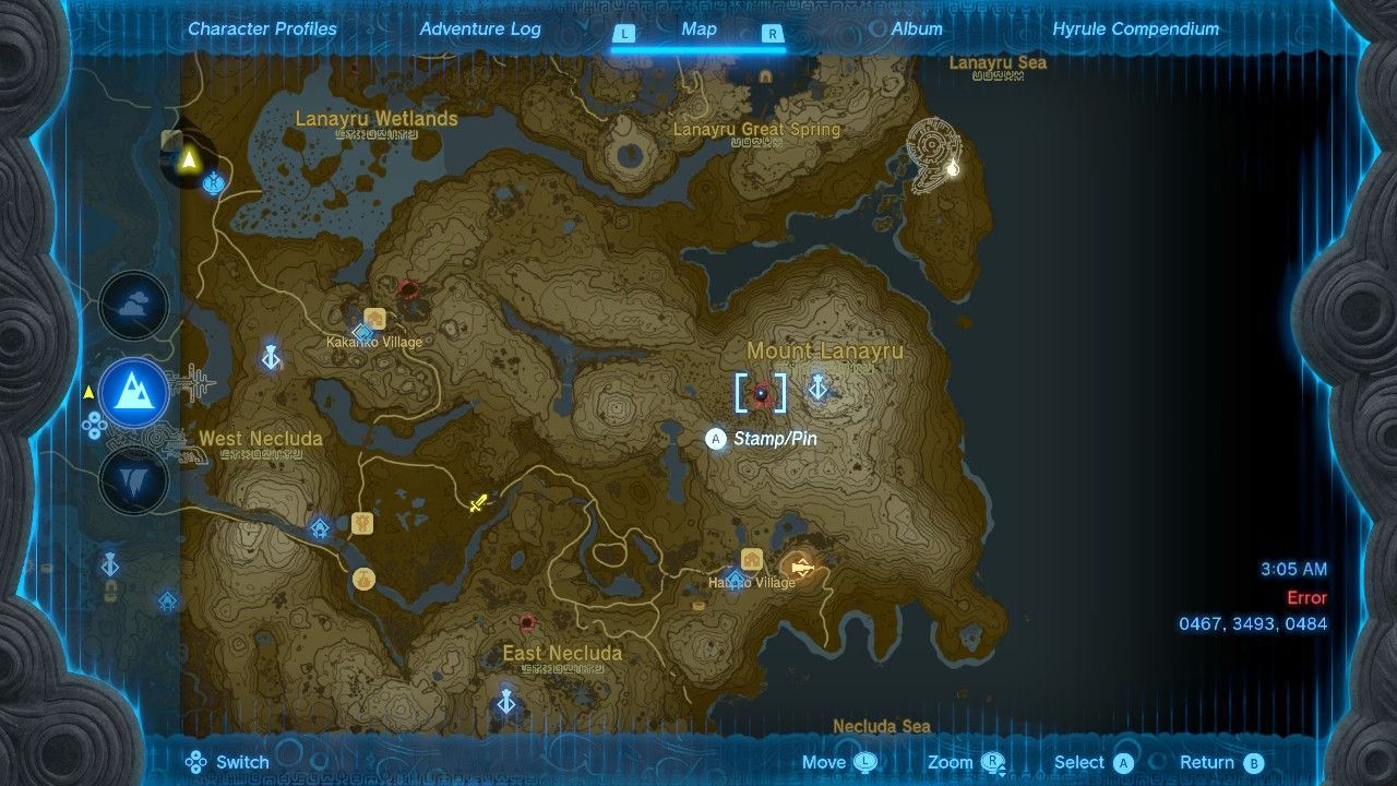 Naydra Snowfield Chasm Map Location