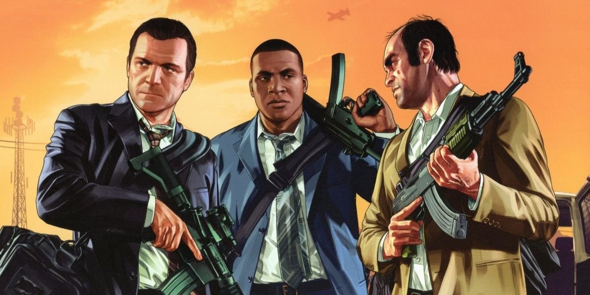Michael, Trevor, and Franklin after a heist in GTA 5