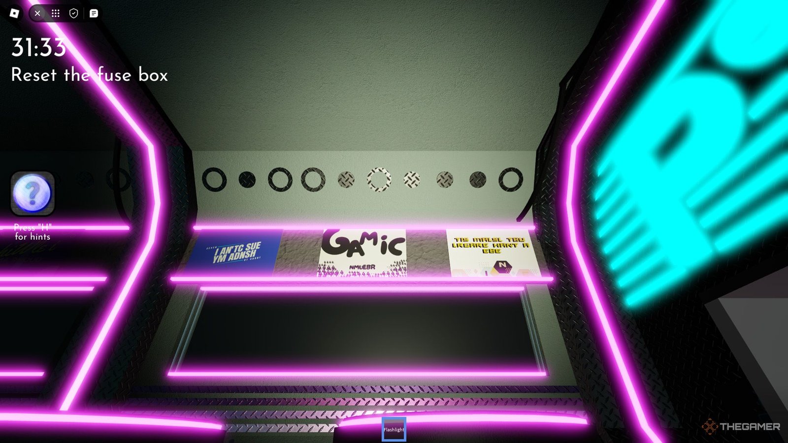 Player checks circles above ads in Roblox Terminal Escape Room
