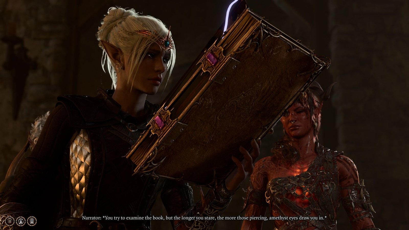 Sorcerer inspects the Necromancy Book of Thay in Baldur's Gate 3