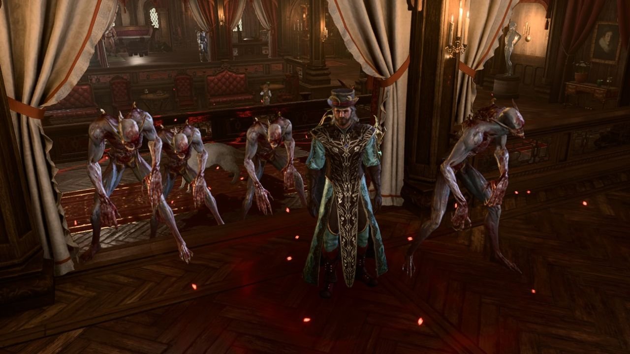Baldur's Gate 3 Gale standing beside four summoned ghouls