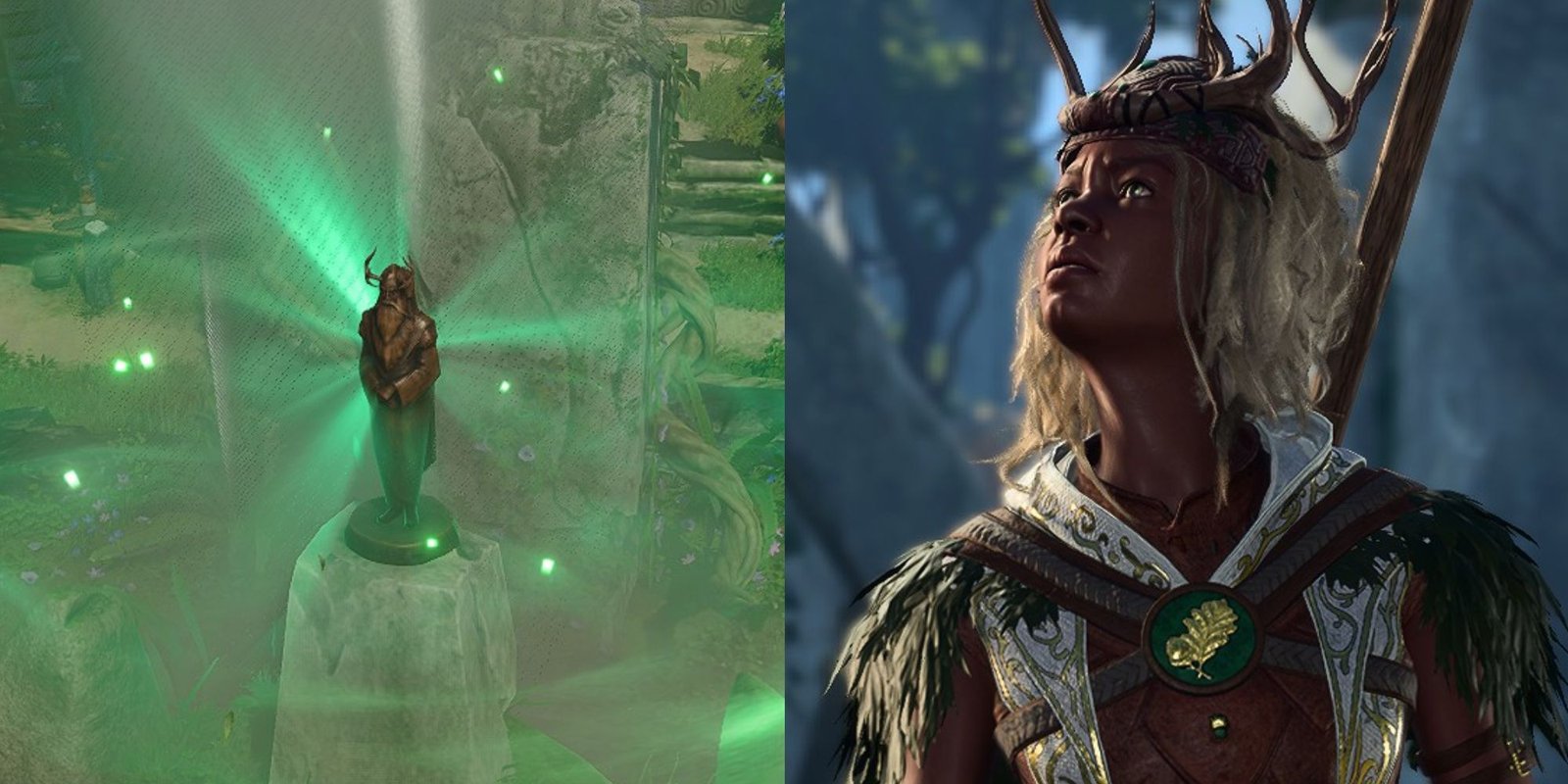 baldurs gate 3 idol of silvanus glowing and druid guard