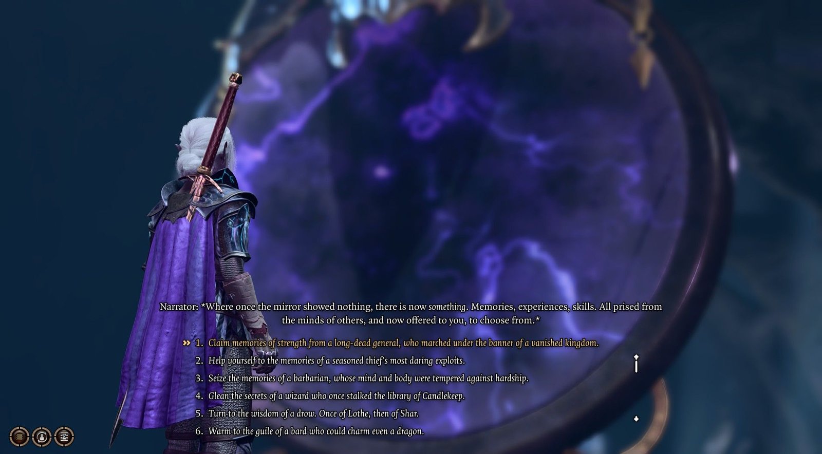 Player Faces Mirror Of Loss And Chooses Stat Dialogue Option To Gain Stat Points In Strength