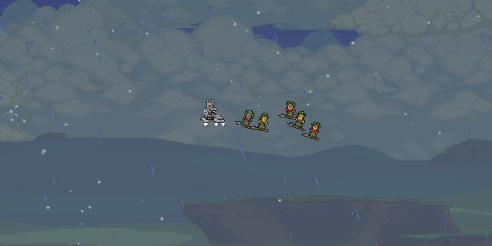 player flying through the sky with minions