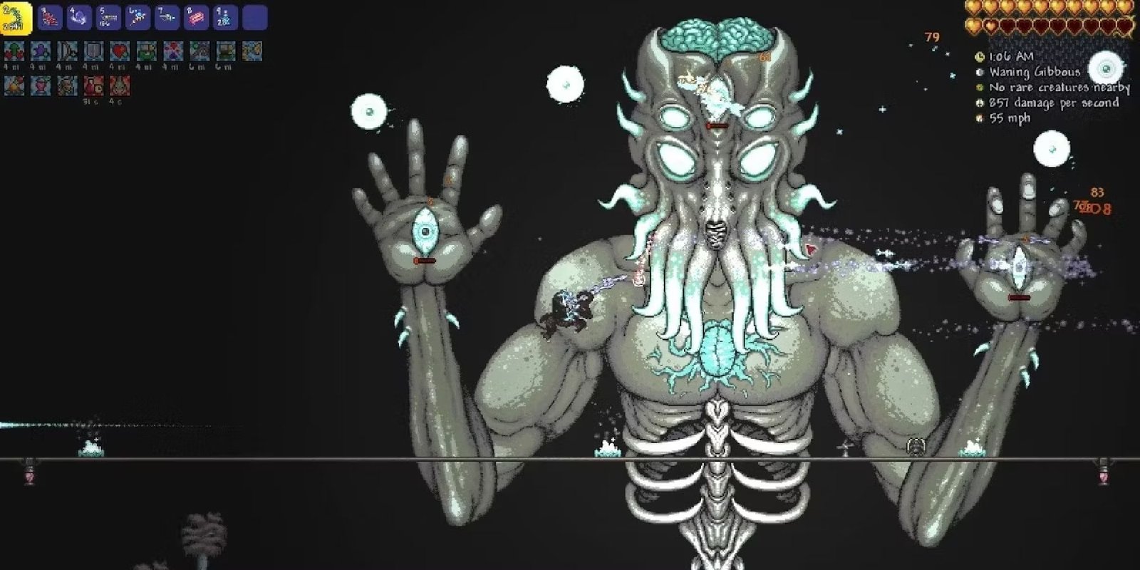 terraria player fighting the moon lord boss