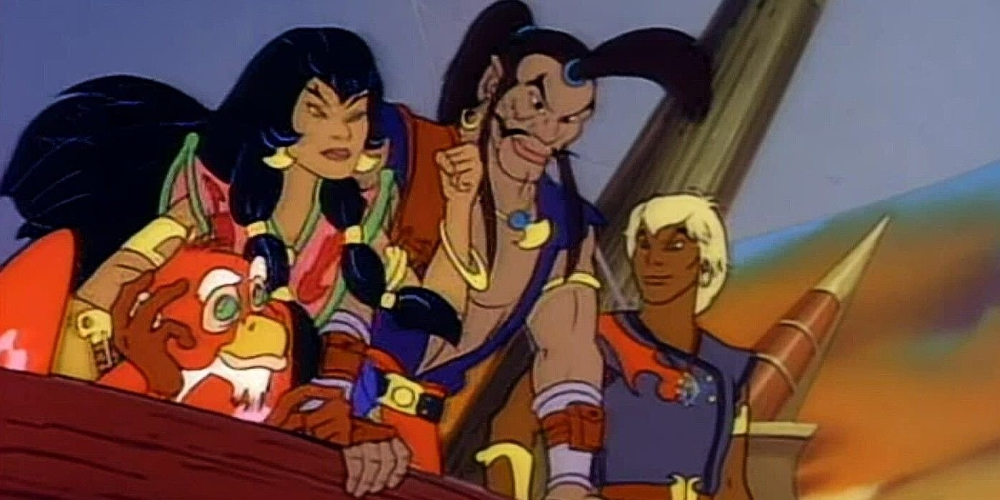 The Pirates Of Dark Water cartoon cast on pirate ship
