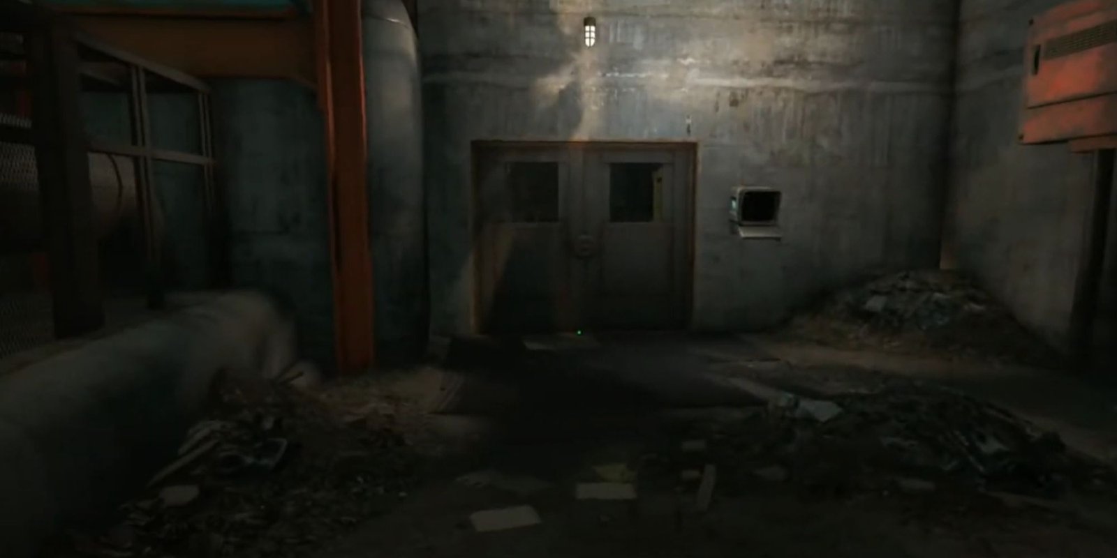 A screenshot of a dark room with a door close in the terminal.