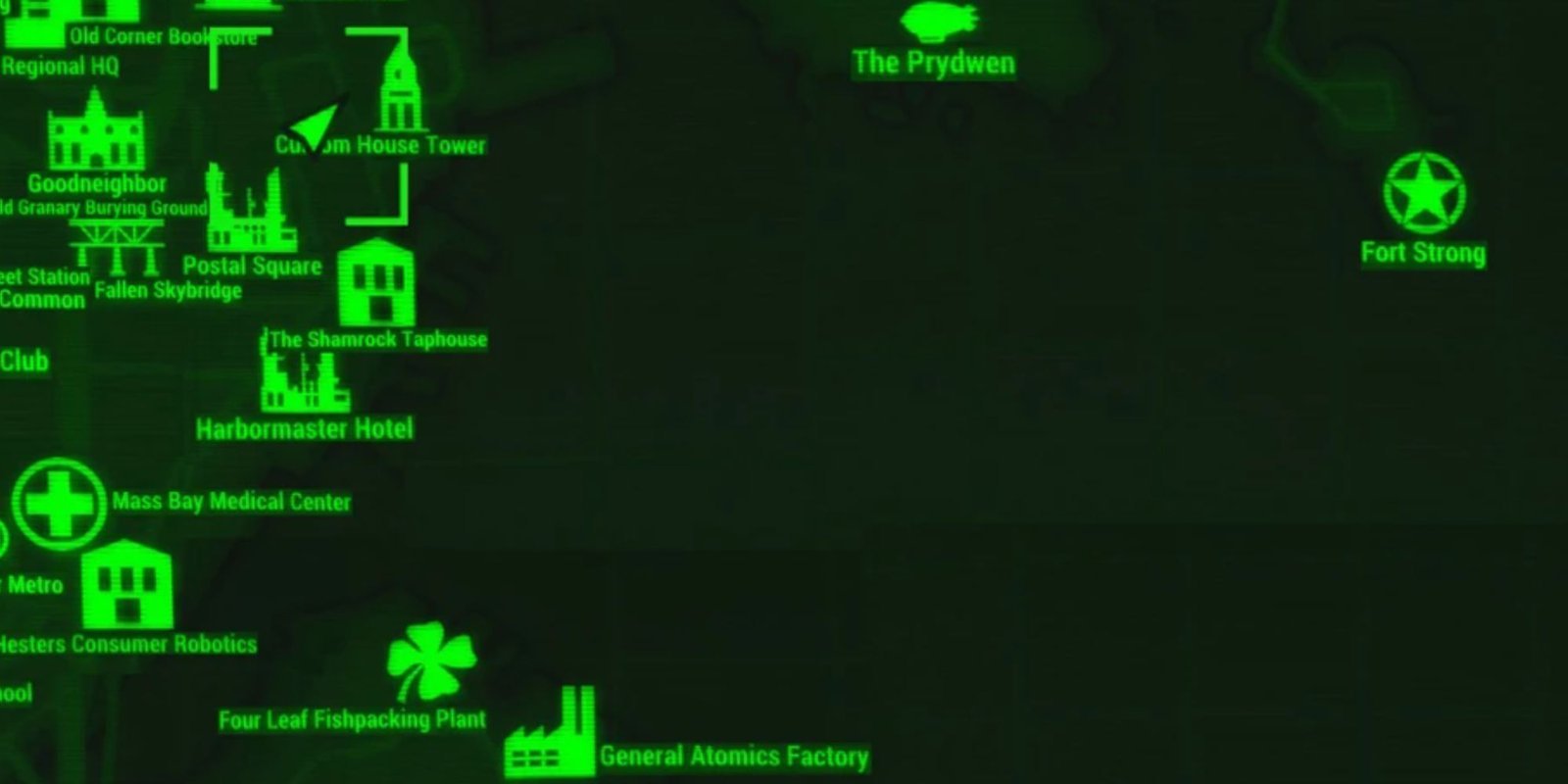 A screenshot of the map showing Custom House and other stuff.
