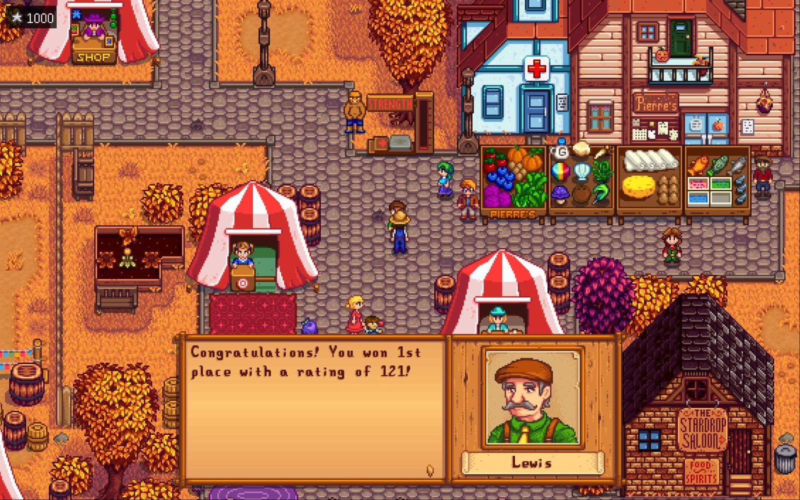 Player speaking to Lewis at the Stardew Valley Fair