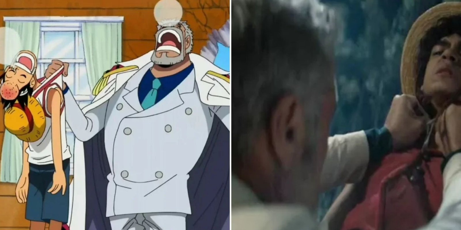 Garp Vs Luffy In The Anime Vs The Live-Action