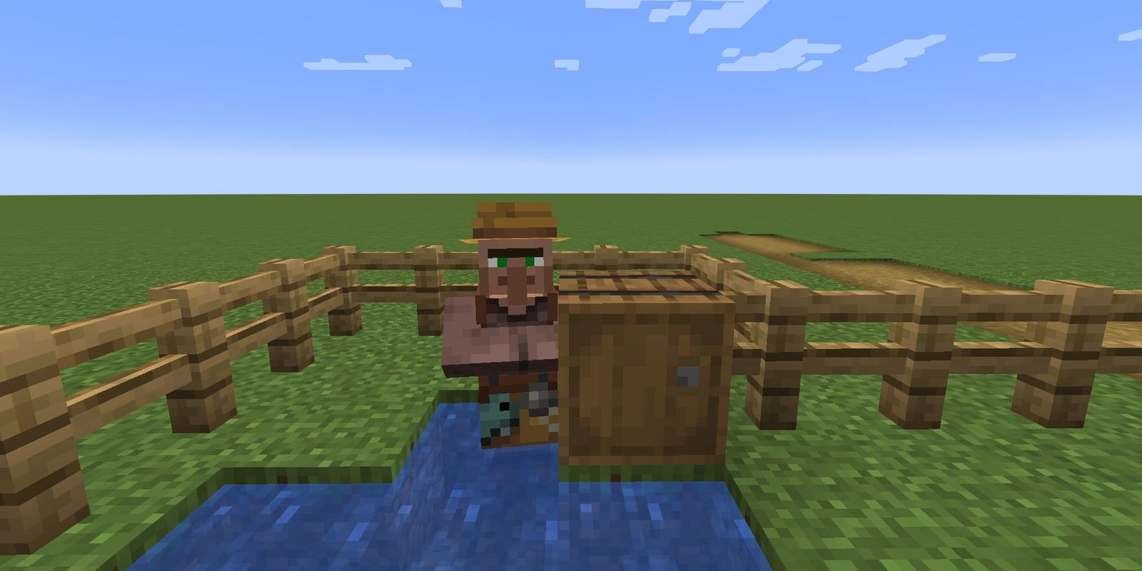 Fisherman in a small puddle in Minecraft