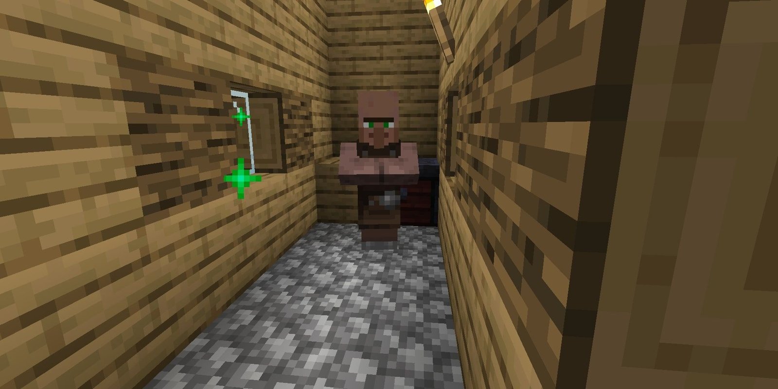 Toolsmith in front of a Smithing Table in Minecraft