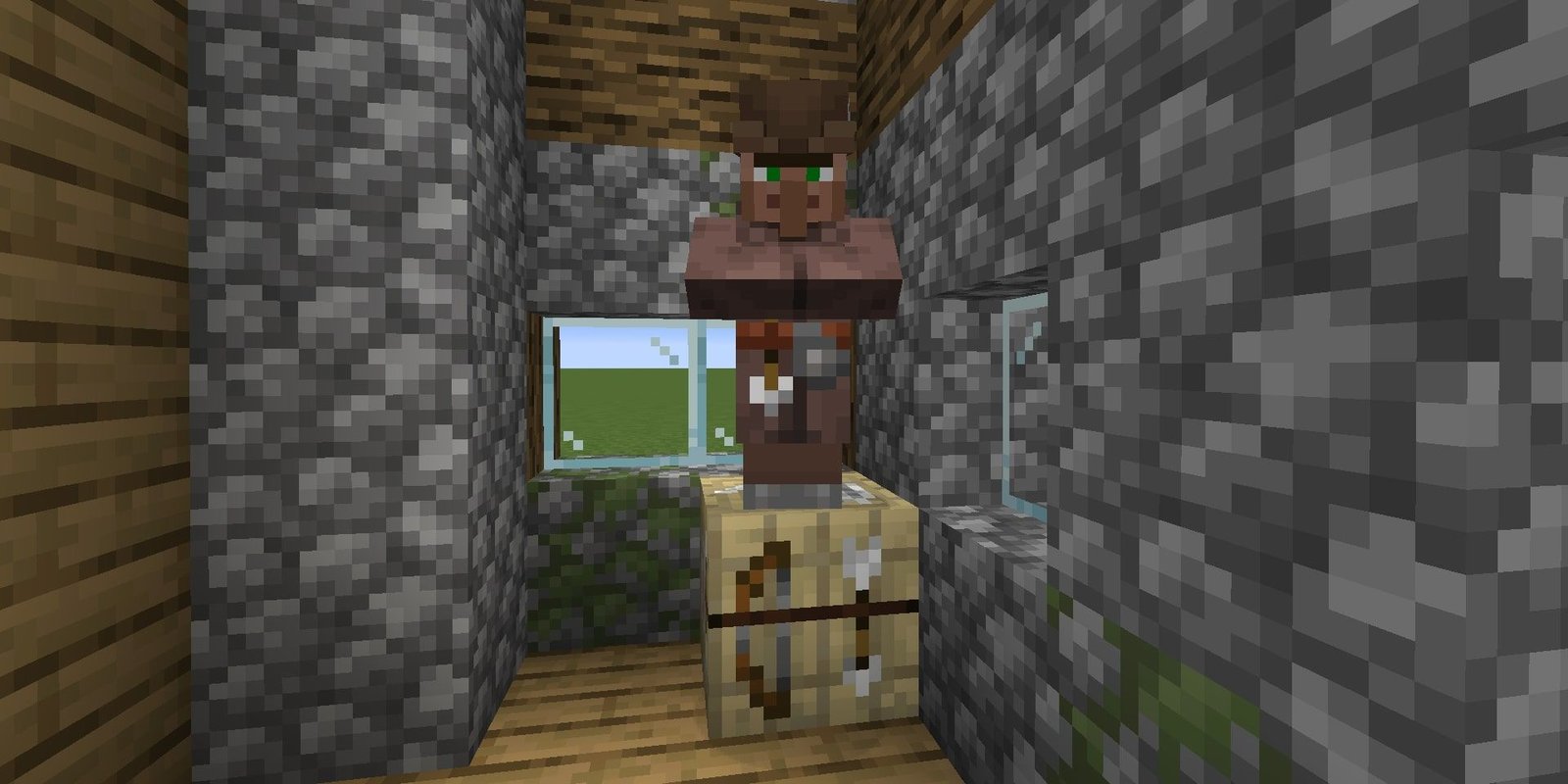 Fletcher on top of Fletching Table in Minecraft