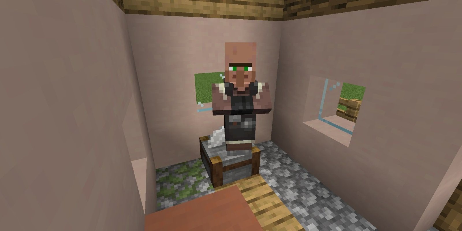 Mason on top of Stonecutter in Minecraft
