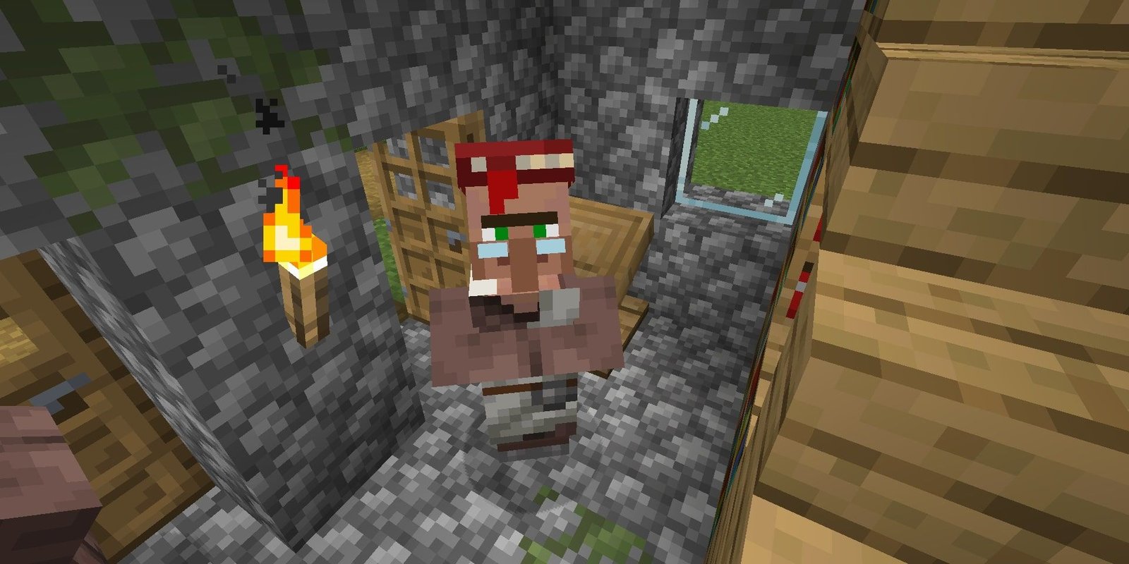 Librarian in front of a lectern in Minecraft