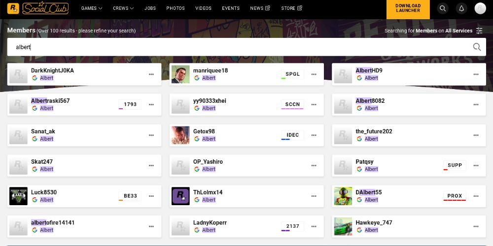 Social Club search for friends in GTA Online