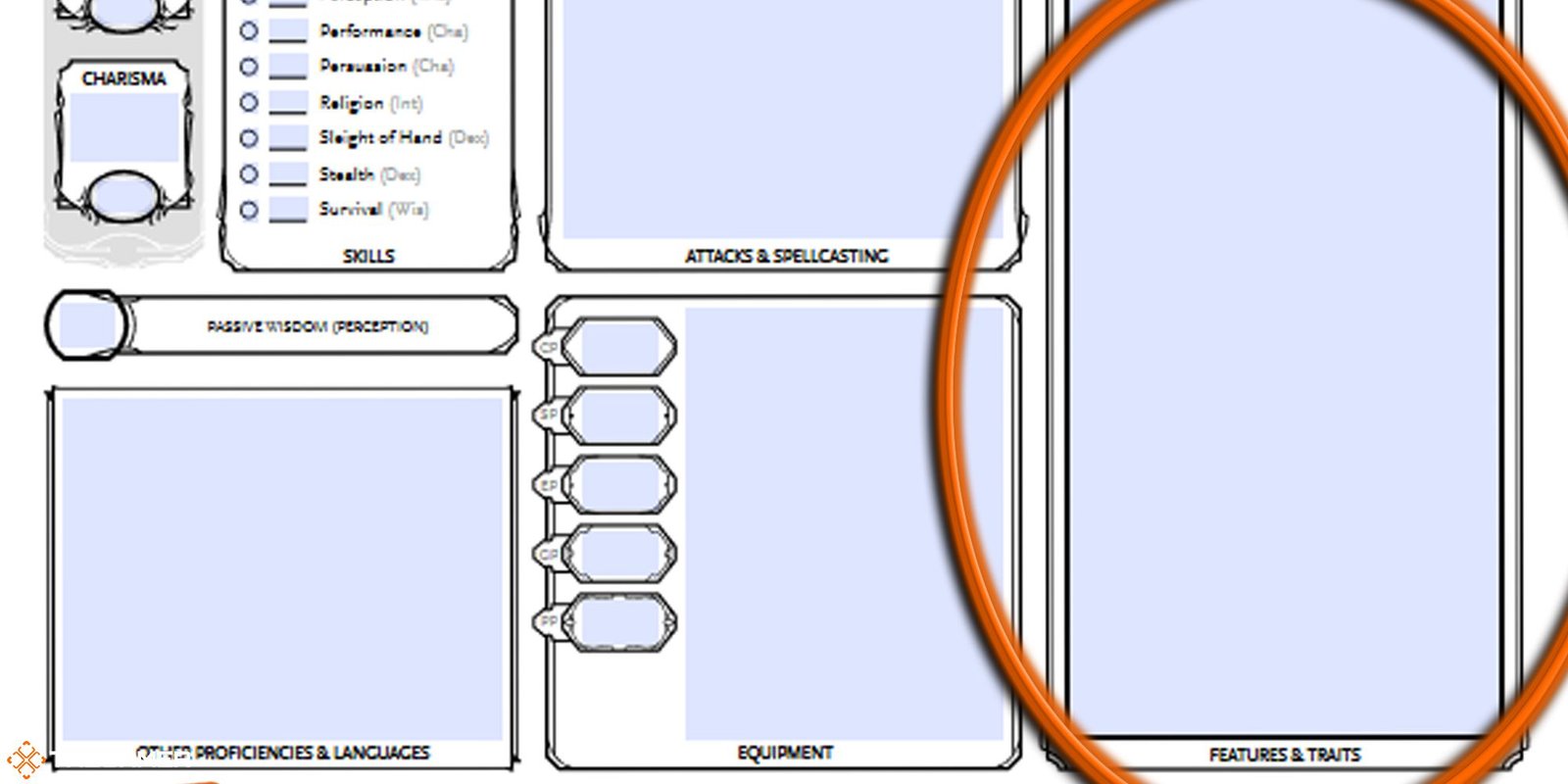 Dungeons and Dragons - character sheet, abilities