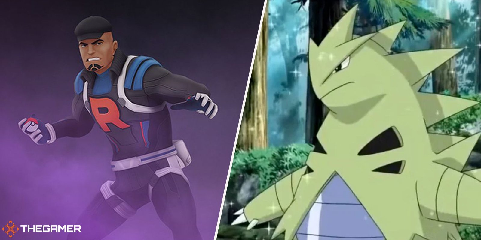 Pokemon Go - Team Rocket Go Leader Cliff (left), Tyranitar (right)