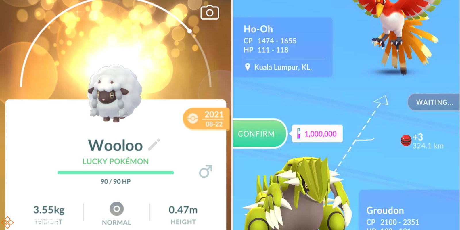 Pokemon Go - lucky pokemon (left), special trade (right)