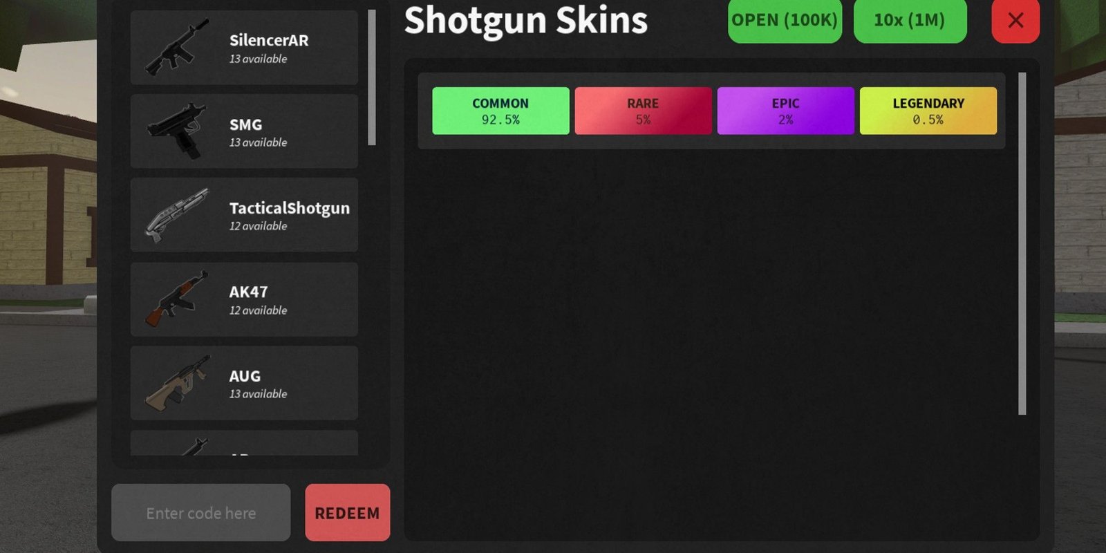 Da Hood Codes Redeem Menu