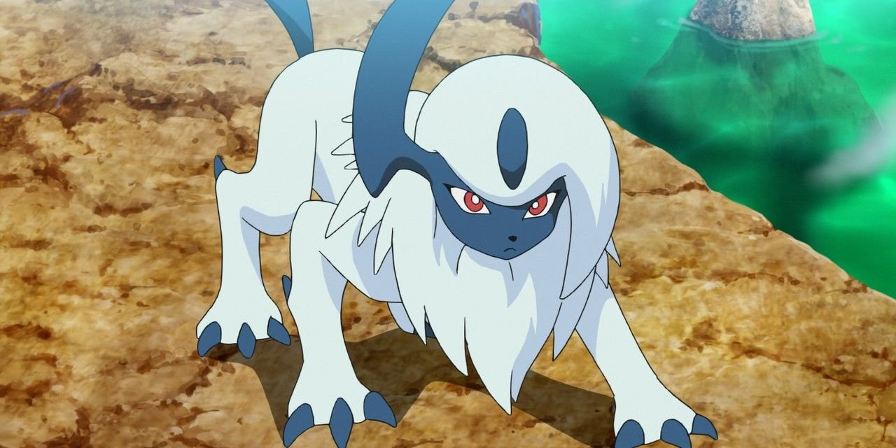 Pokemon anime screenshot of Goh's Absol