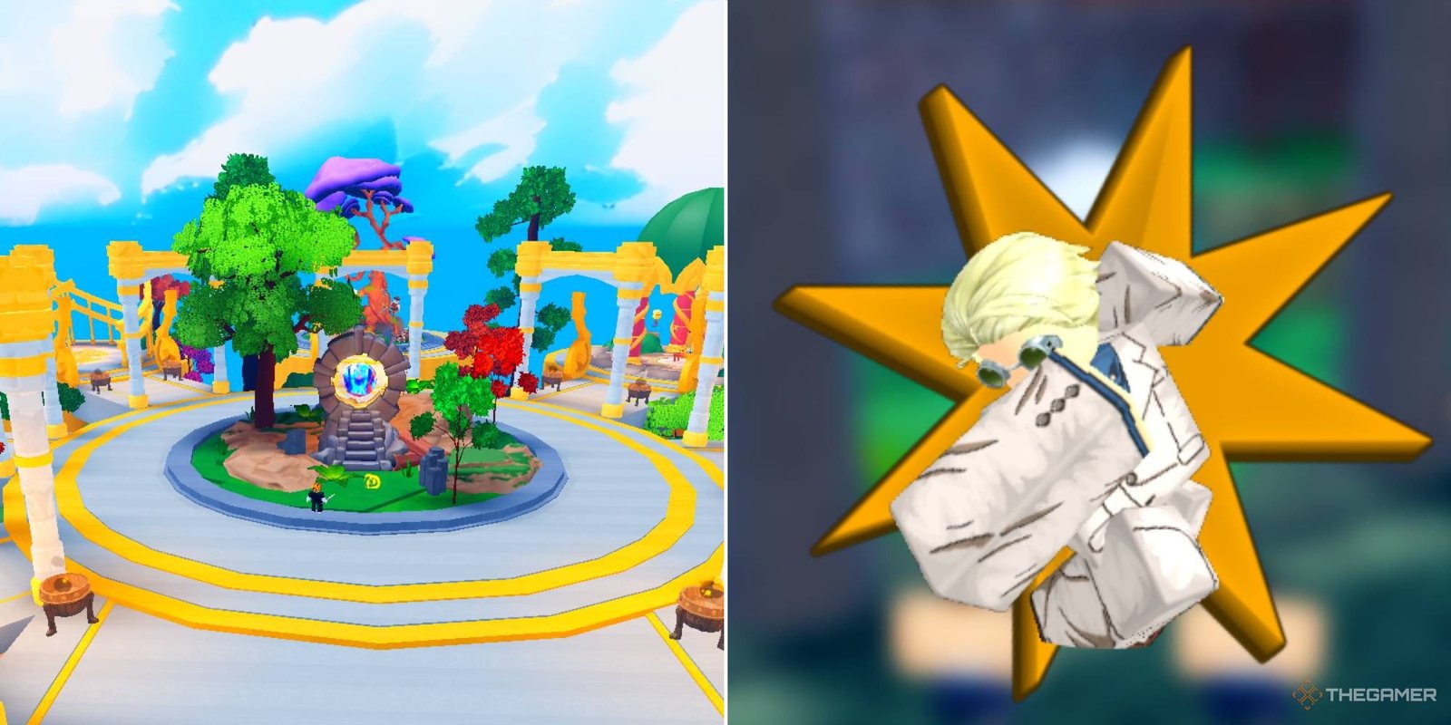 The spawn area and Nanamy in Roblox Anime Souls Simulator X